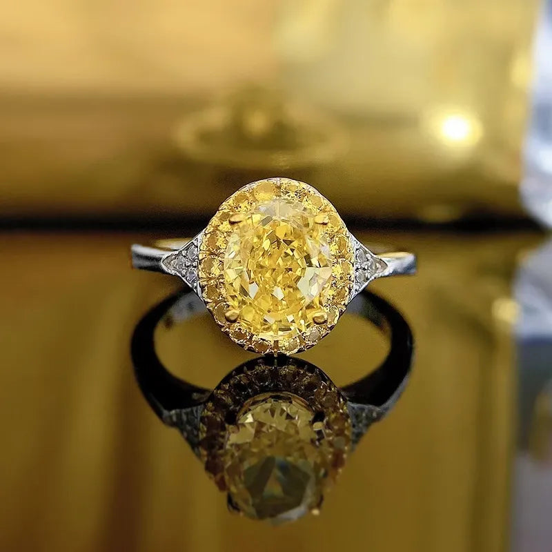 Yellow Diamond Halo Ring
