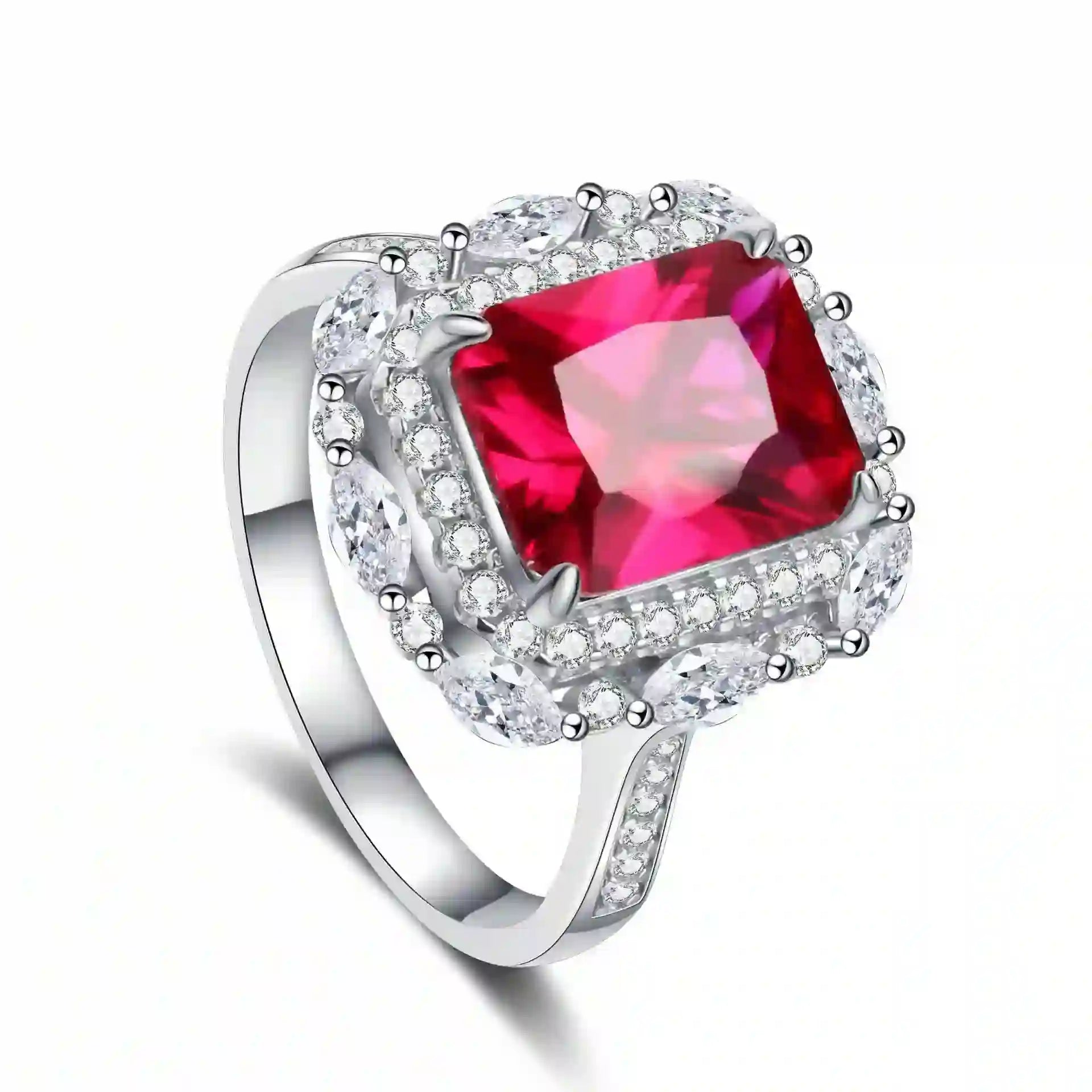 Square Gem Halo Ring