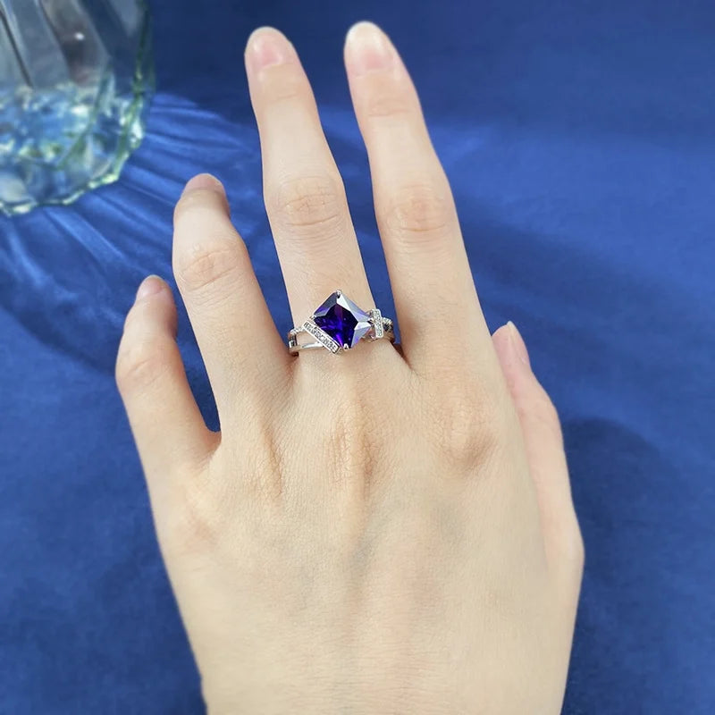 Square gem geometric ring