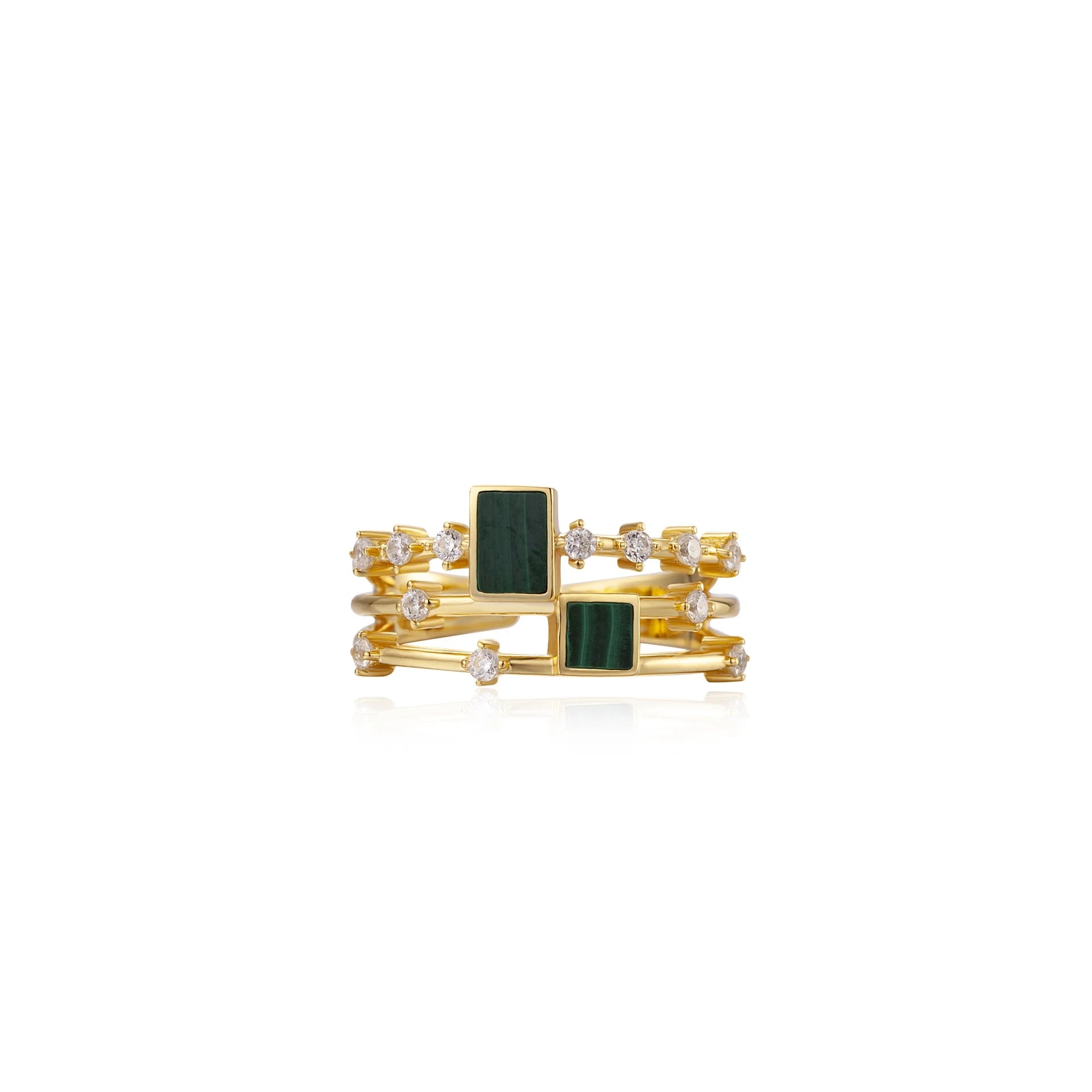 Adjustable geometric gem ring