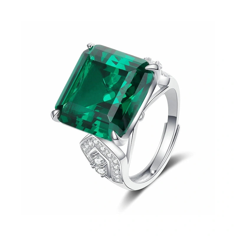 Adjustable rectangular gem ring