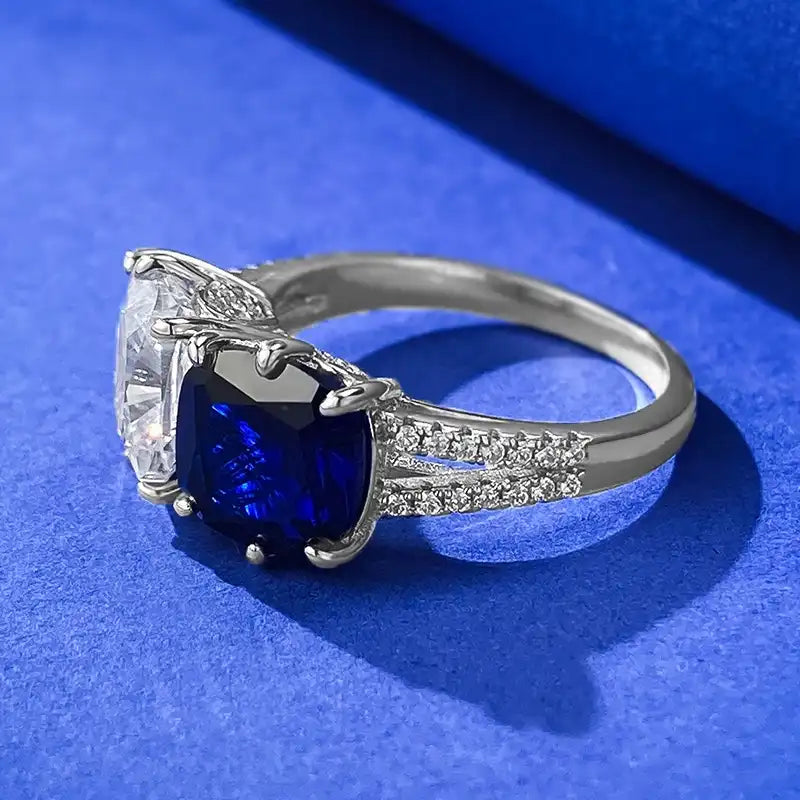 Dual cushion gem ring