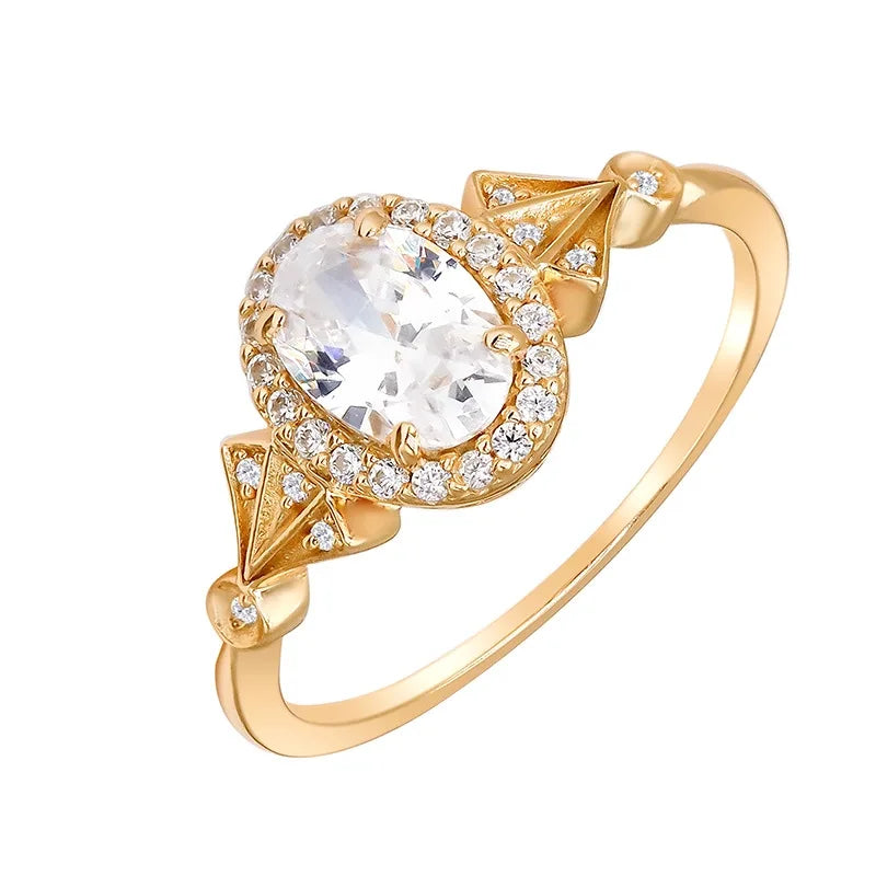 Oval Gem Geometric Ring