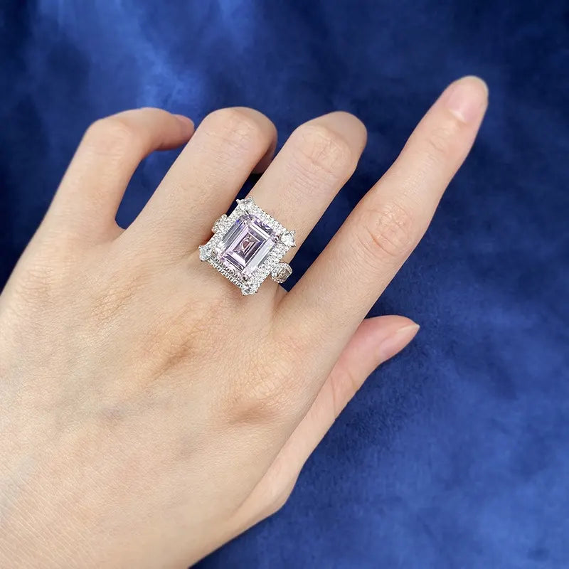 Emerald - cut Halo Accent Ring