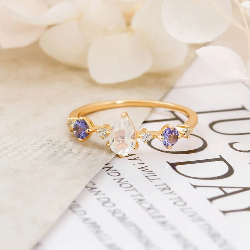 Pear-shaped Gemstone Accent Ring