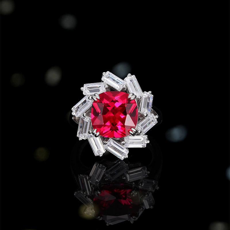 Cushion Gem Starburst Ring