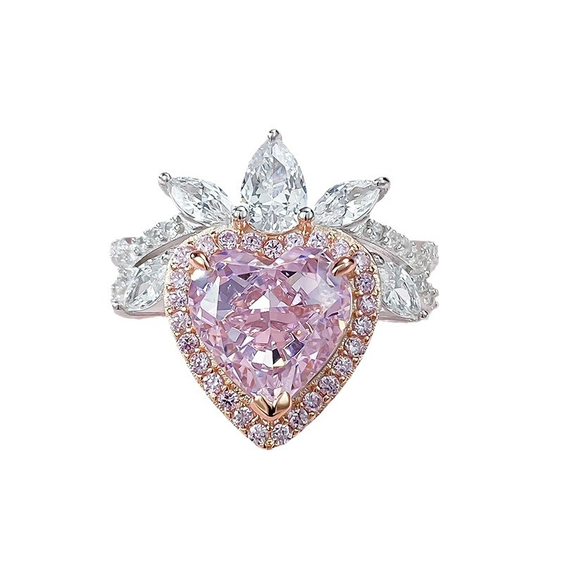 Heart stone crown ring