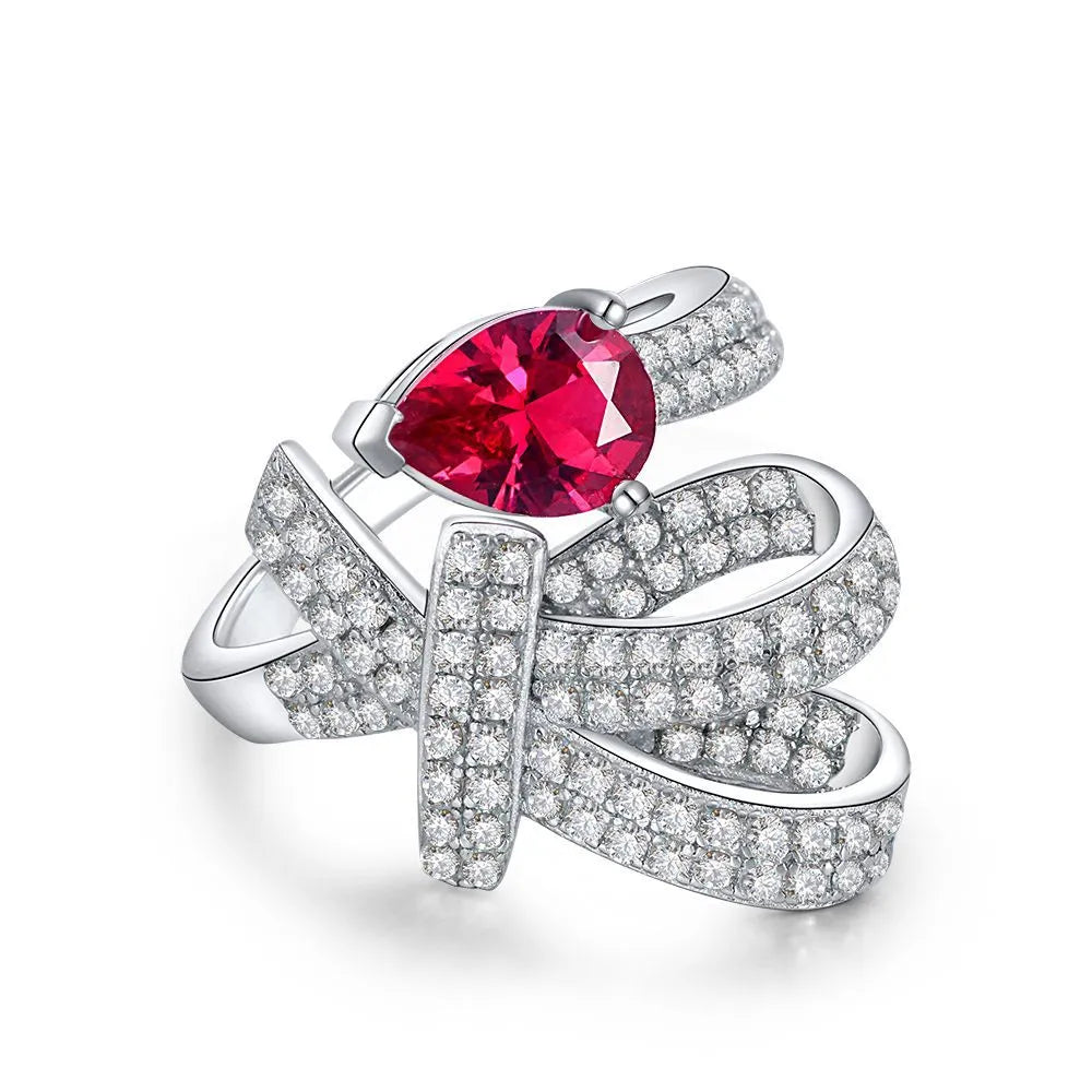 Teardrop Gem Ribbon Ring