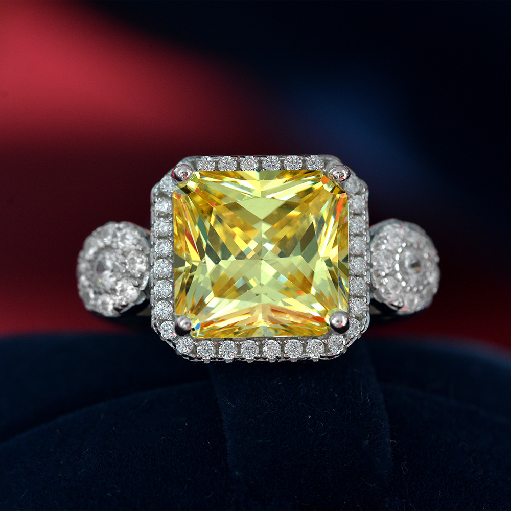 Square Gem Halo and Cluster Ring
