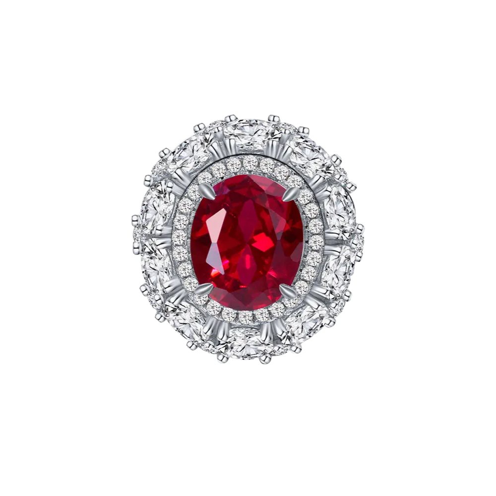 Two - tiered oval halo ring