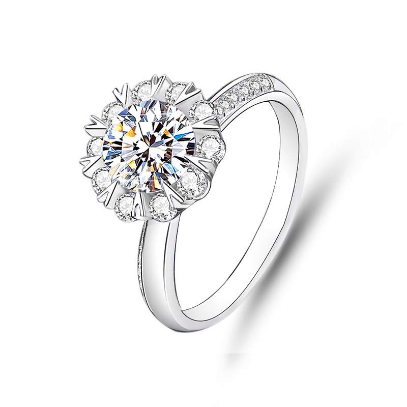 Round Gem Halo Pavé Ring