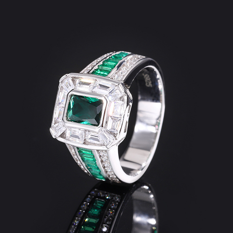 Geometric Gem Halo Ring