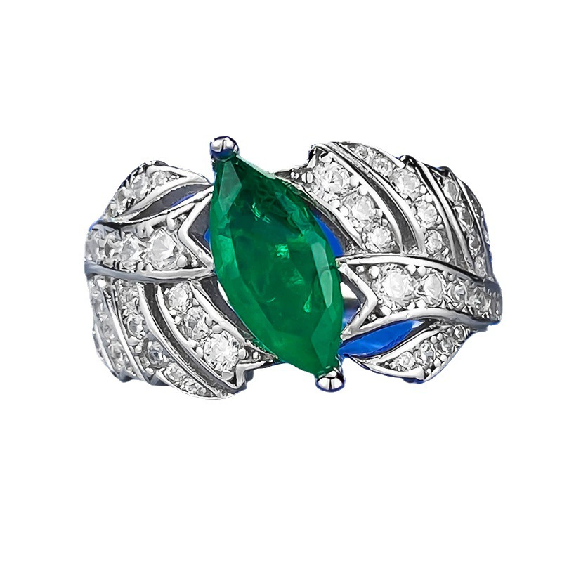 Marquise gem leaf ring