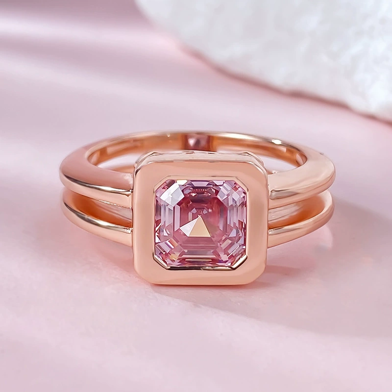 Rectangular gem double - shank ring