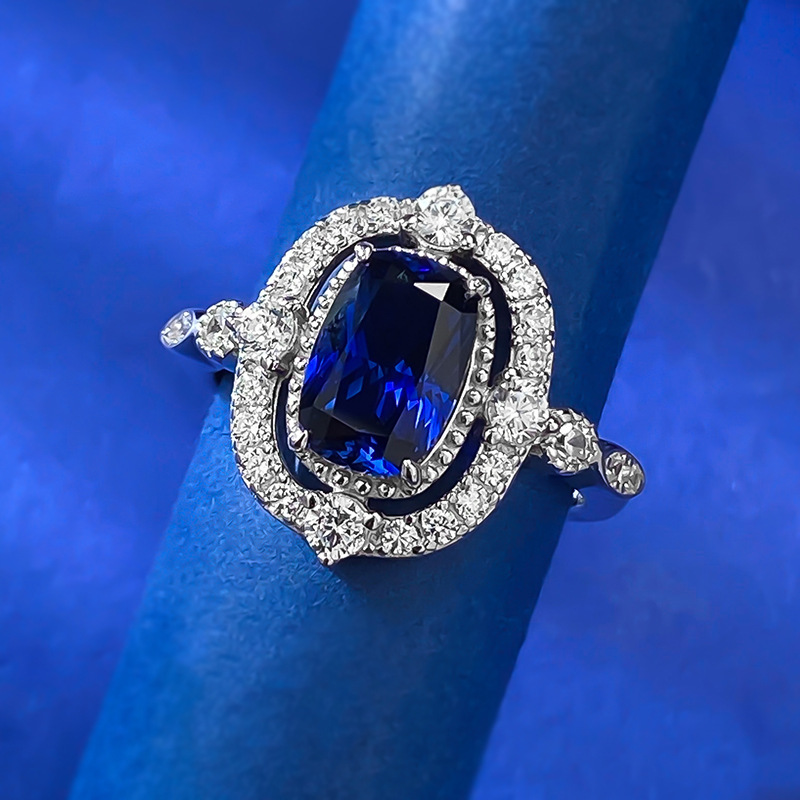 Double - halo oval gem ring