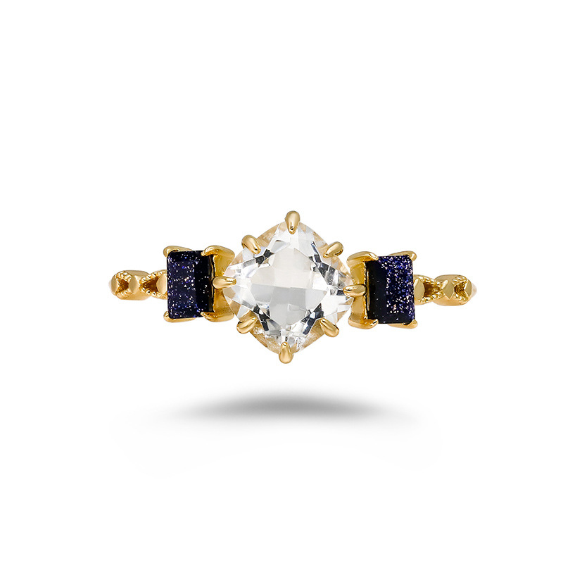 Clear Gem Blue Accent Ring