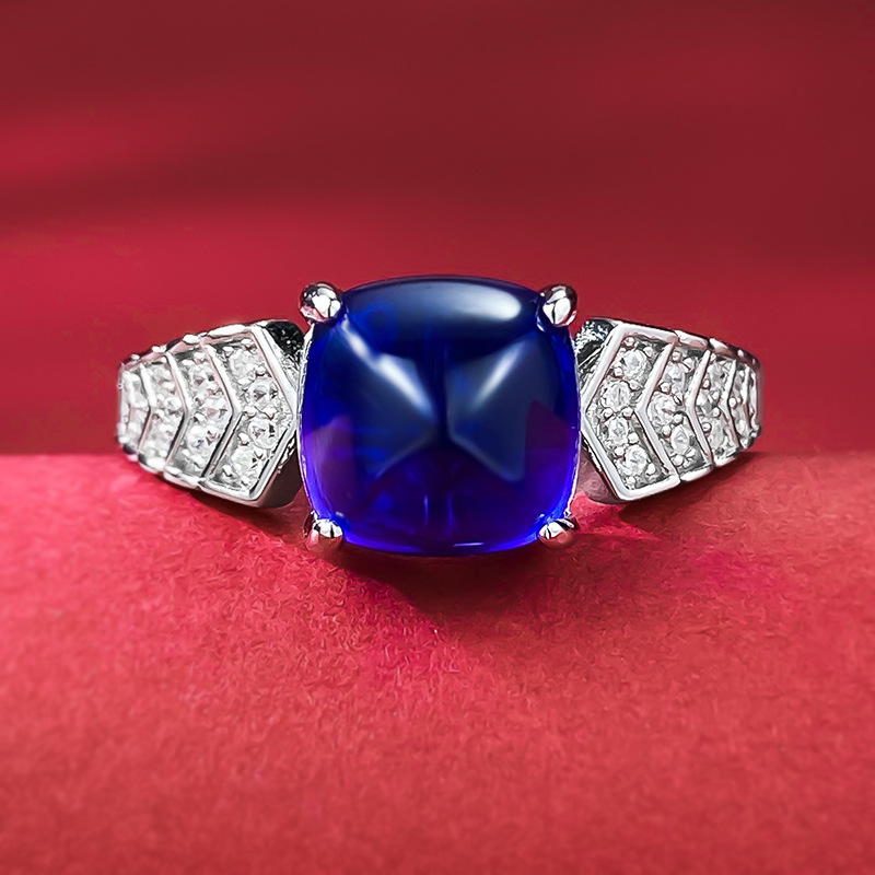 Cushion Gem Zigzag Ring