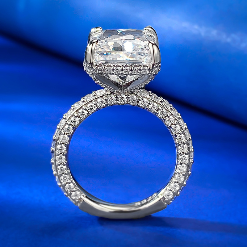 Square gem halo band ring