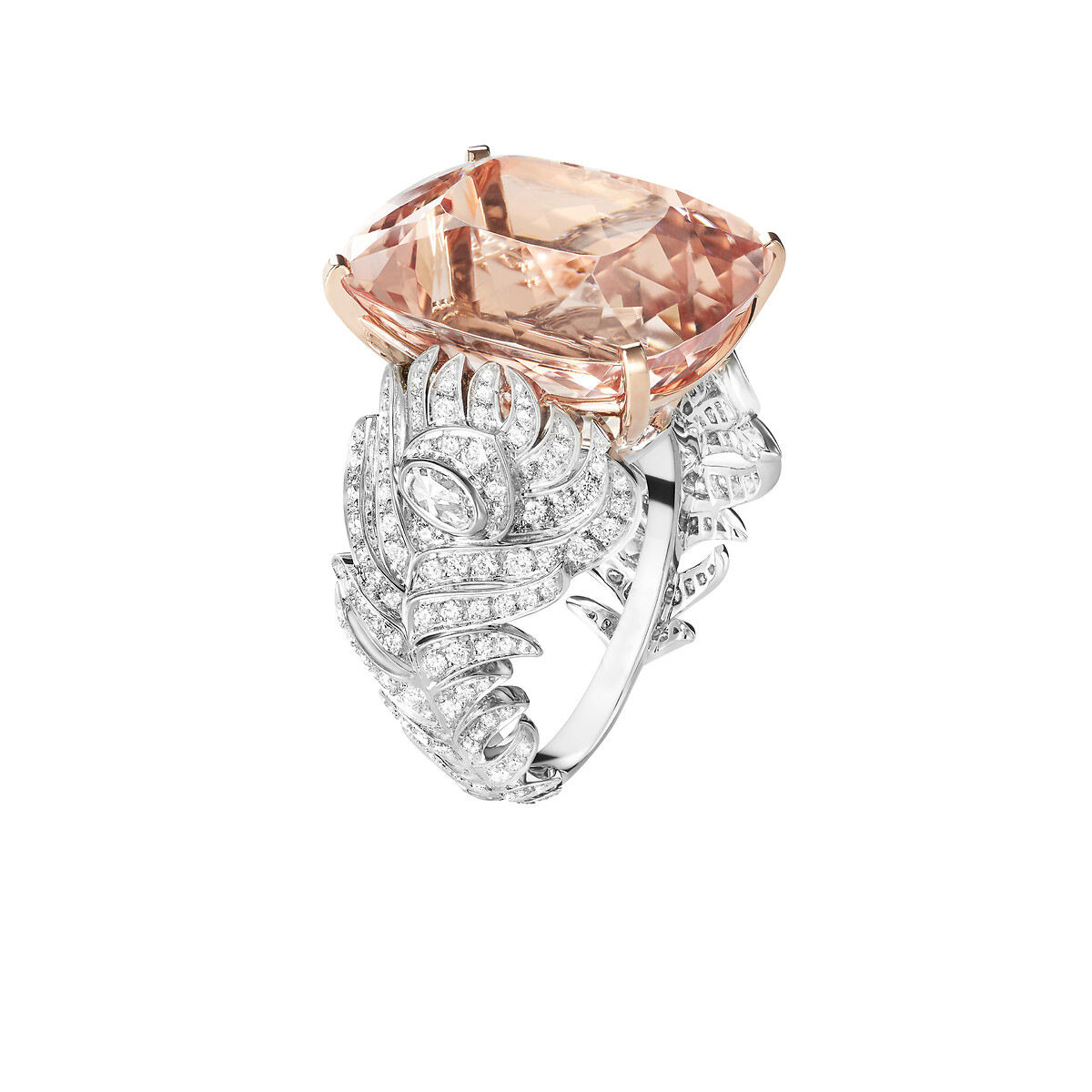 Cushion Gem Leaf Ring