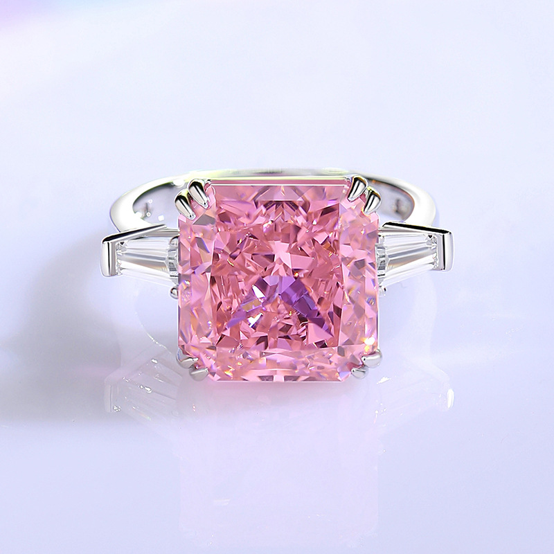 Rectangular Gem with Baguette Accent Ring