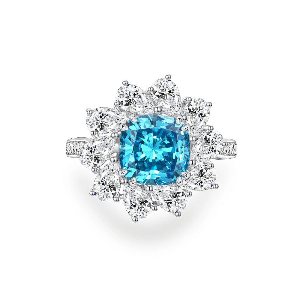 Cushion Gem Floral Ring