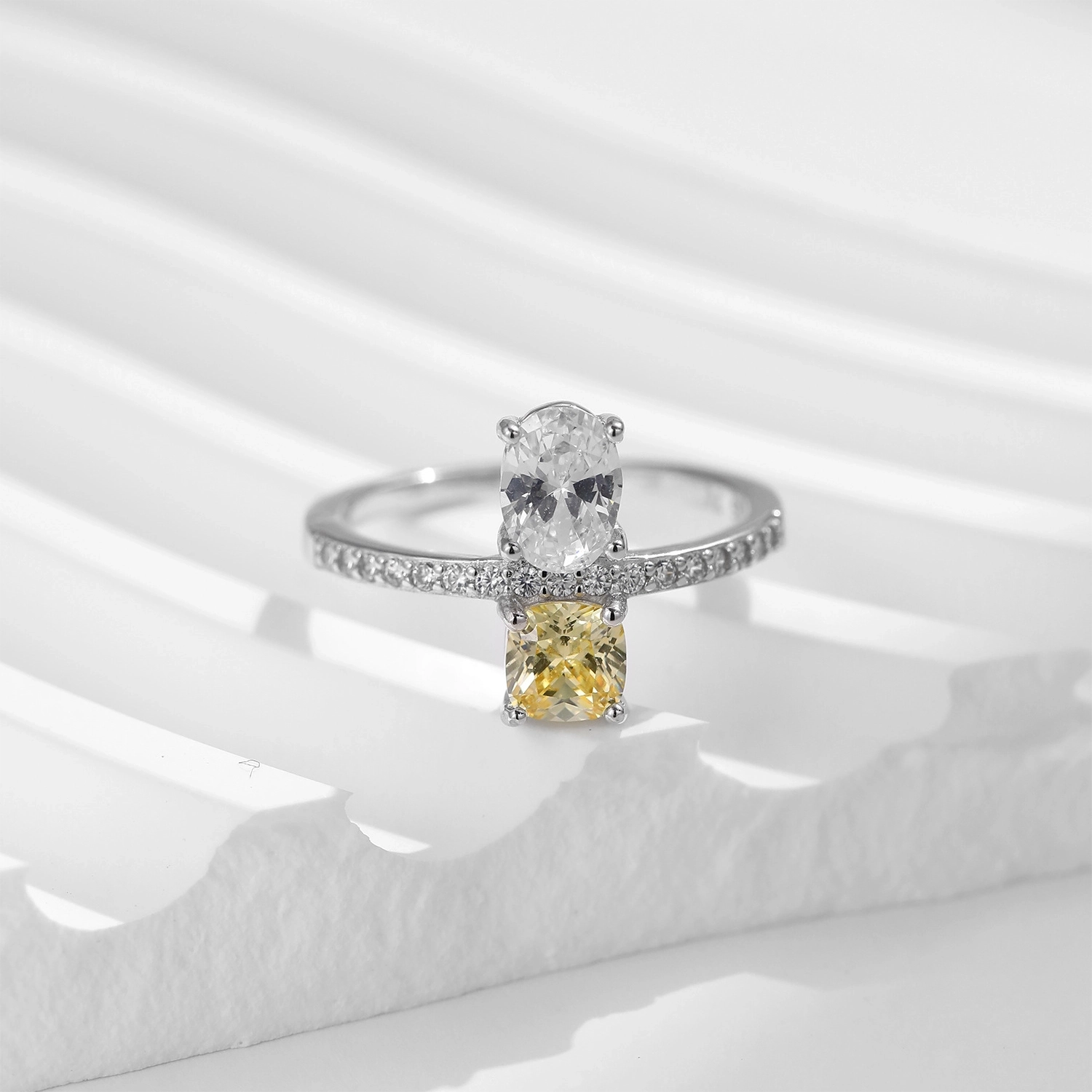 Cross-set gemstone ring