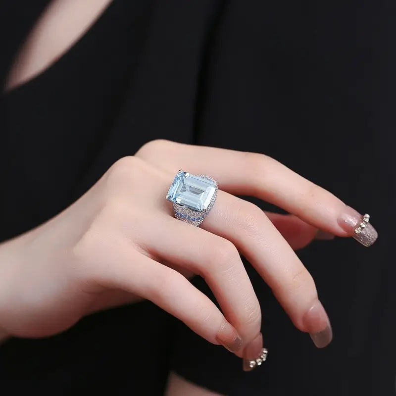 Emerald - cut Adjustable Ring