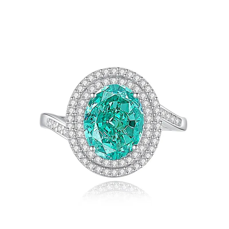 Oval gem double halo ring