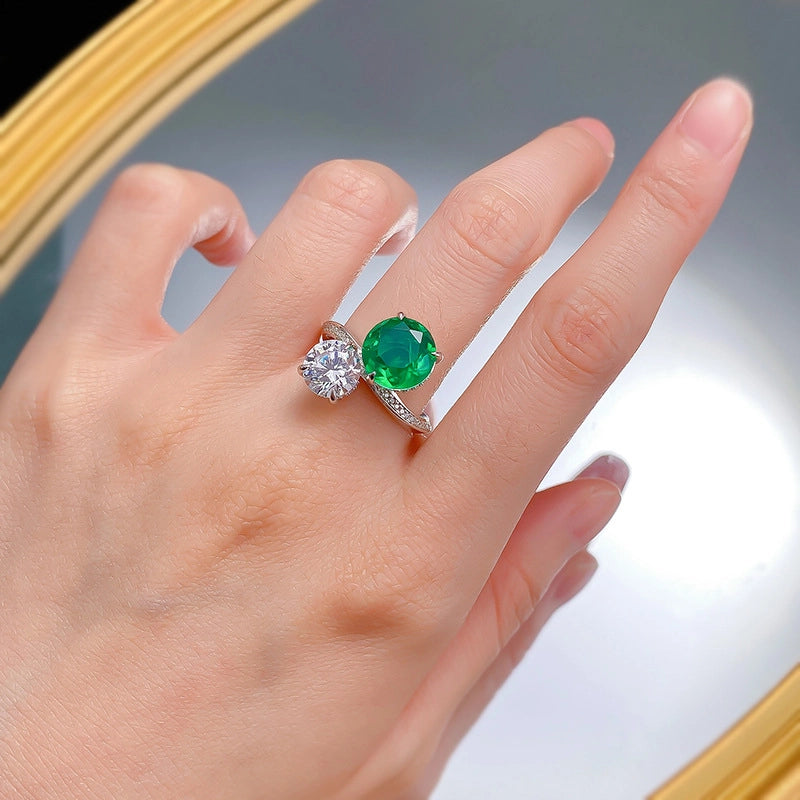 Dual round gem ring