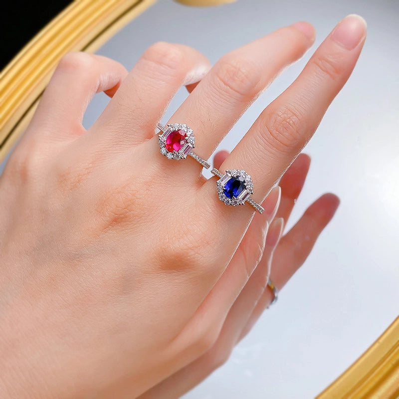 Oval gem halo and baguette ring
