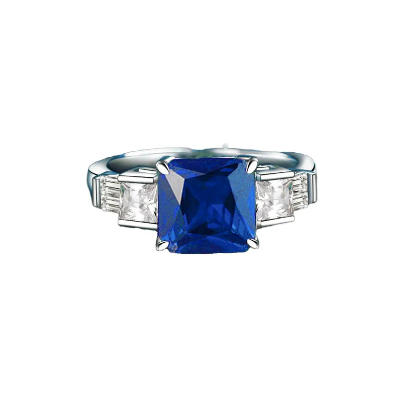 Three - stone square gem ring