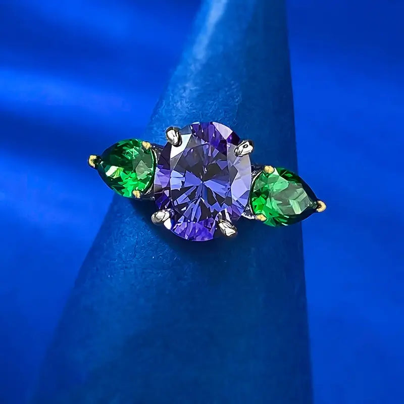 Triple gemstone ring