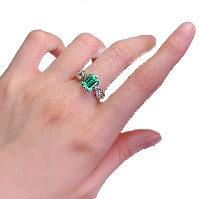 Emerald - cut Chevron Ring