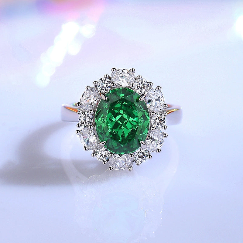 Oval gem halo statement ring